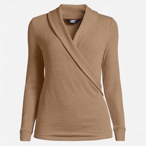 Lands' End Women's Long Sleeved Brushed Rib Wrapped Top Size XL